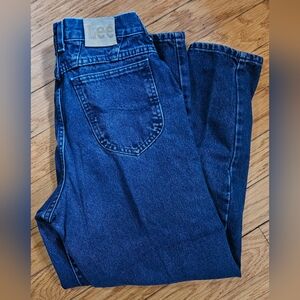Vintage Lee 12 Petite Jeans Tapered High Rise Blue Denim Mom Jeans USA Y2K 90s